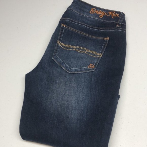 LIKE NEW INDIGO REIN ANKLET SKINNY JEANS 3/25x30 TWO COLOR STITCHING 😎 - Picture 1 of 13